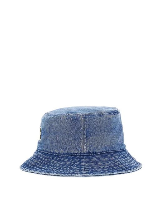 Guess Blue Logo-Plaque Denim Bucket Hat