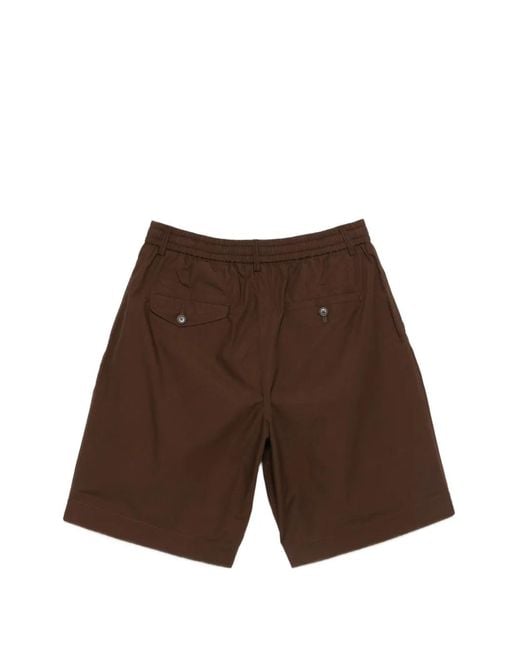 Universal Works Brown Pleated Elasticated Shorts for men