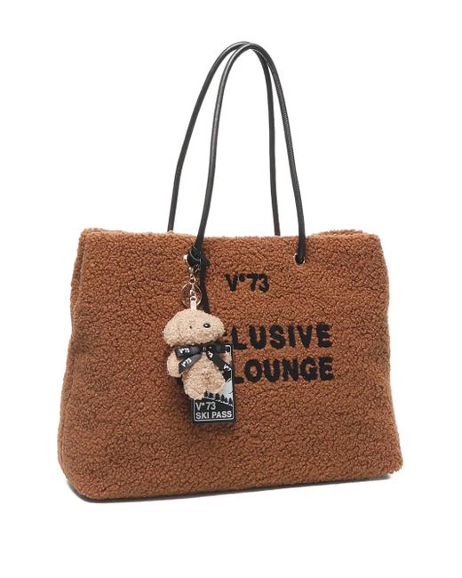 V73 Brown Teddy-Textured Tote Bag