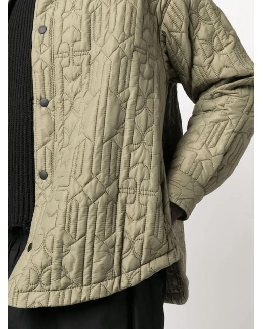 Palm Angels Green Monogram Quilted Shirt Jacket for men