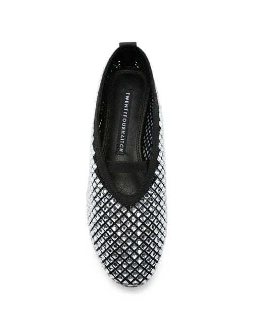 Twentyfourhaitch White Crystal-Embellished Sneakers