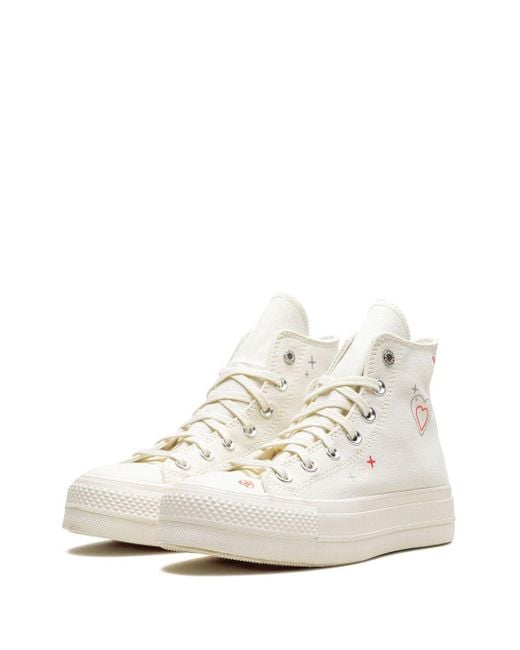 Converse White Chuck Taylor All Star Lift Platform High "y2k Heart" Sneakers