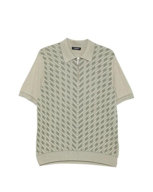 Stefano Ricci Gray Zip-Fastening Patterned Polo Shirt for men