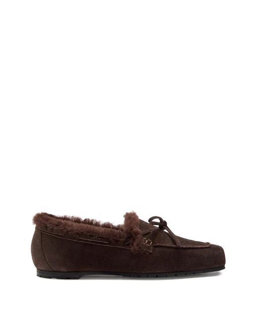 Aeyde Brown Jasper Bow-Detail Loafers