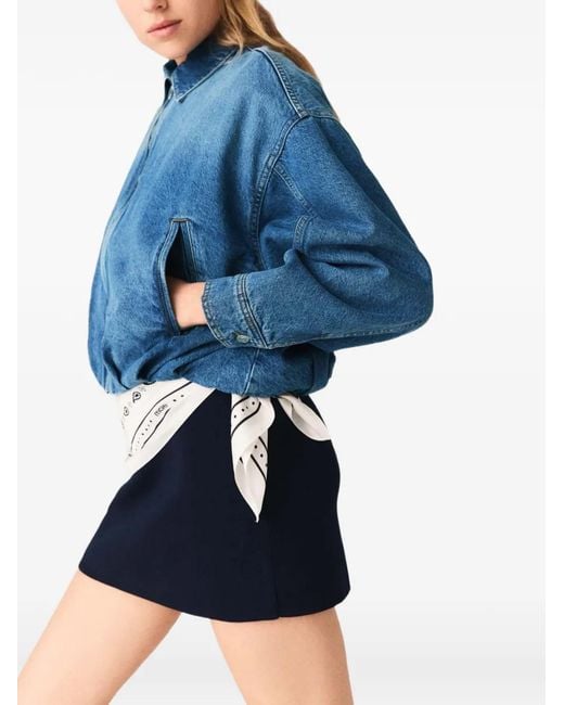 Maje Blue Denim Bomber Jacket