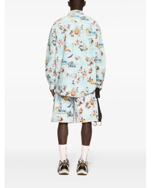 Off-White c/o Virgil Abloh Blue Fresco-Print Shorts for men