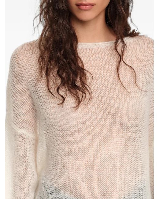 Bimba Y Lola White Ivory Mohair Sweater With Fringe