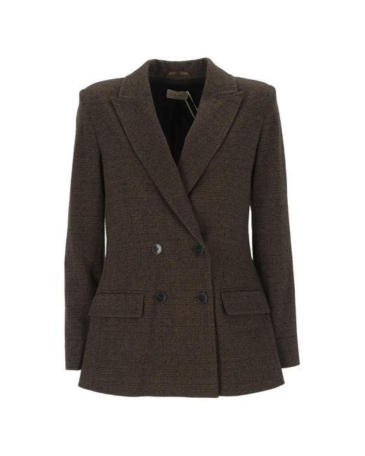 Emme Black Prince Of Wales Check Double-Breasted Blazer