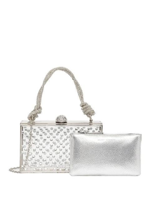 Kurt Geiger White Clutch mit Kristallverzierung