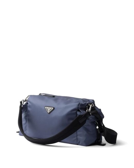 Prada Blue Explore Re-Nylon And Leather Bag for men