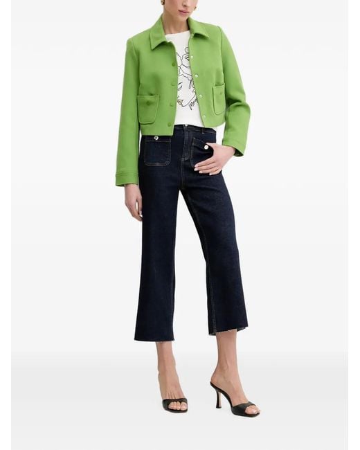 Morgan Green Cropped Button-Up Jacket