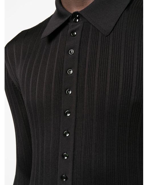 Saint Laurent Black Long-sleeve Polo Shirt for men