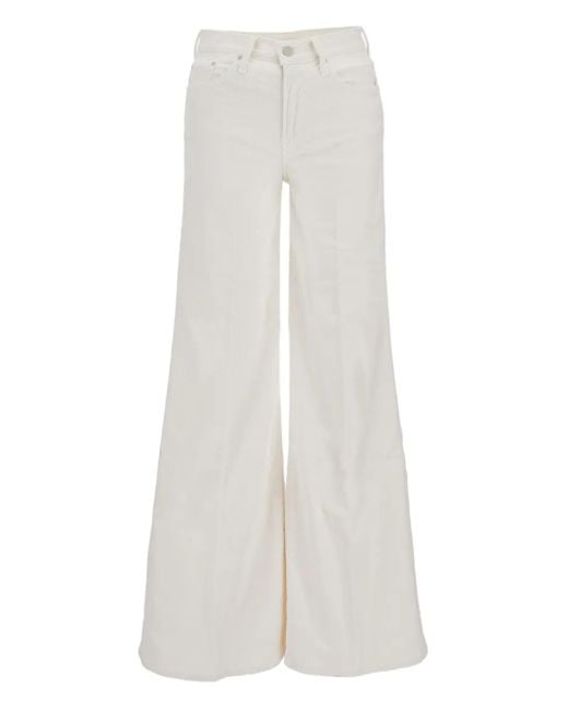 Mother White Logo-Detail Corduroy Trousers