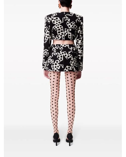 Area Blue Crystal Medallion Jacquard Miniskirt