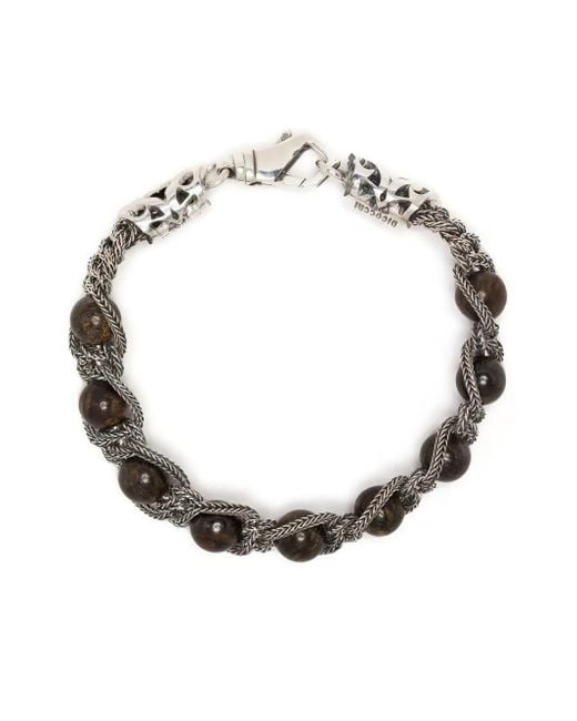 Emanuele Bicocchi Metallic Tiger Eye Beaded Bracelet