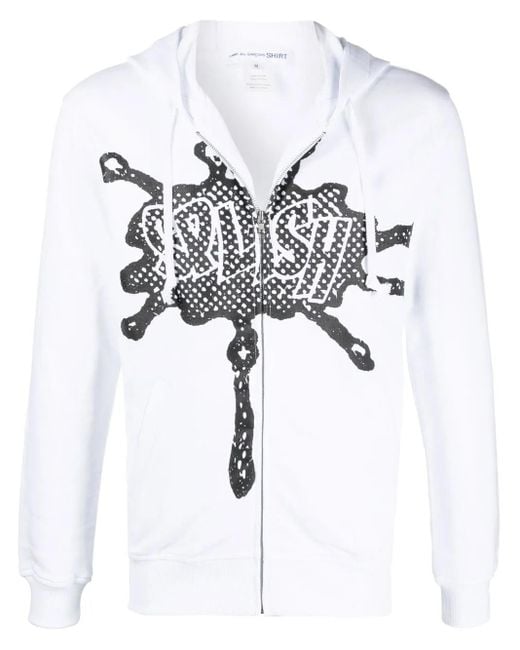 Comme des Garçons White Graphic-Print Drawstring Hoodie for men
