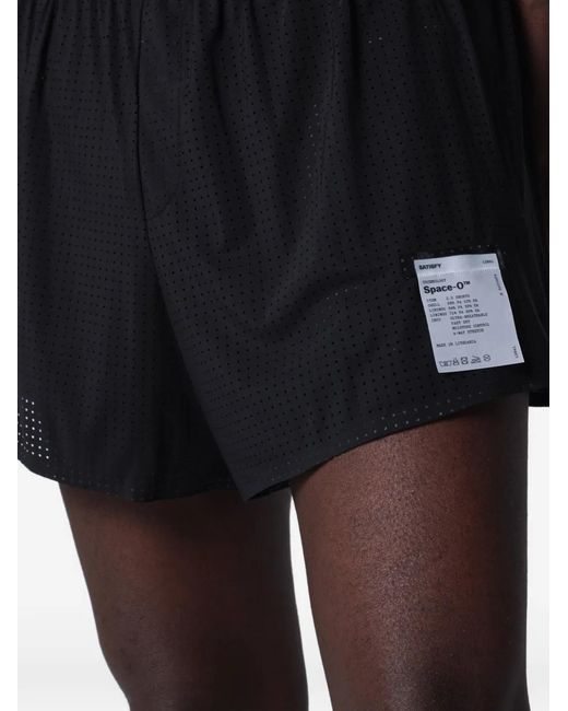 Satisfy Black Space-O Perforated Shorts for men