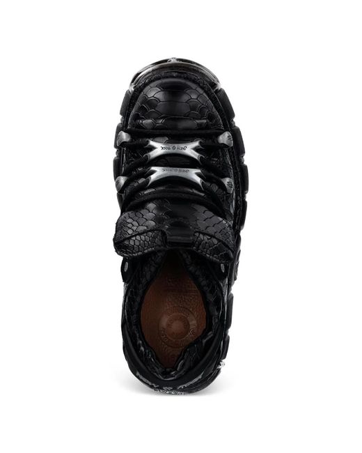New Rock Black Tone Hardware Textured Sneakers