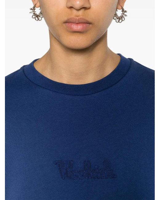 Woolrich Blue Logo-Embroidered Cotton Sweatshirt
