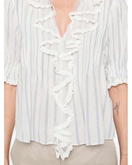 Doen White Blouse Rayée Henri
