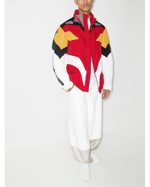 Undercover Red X Evangelion Padded Puffer Jacket for men