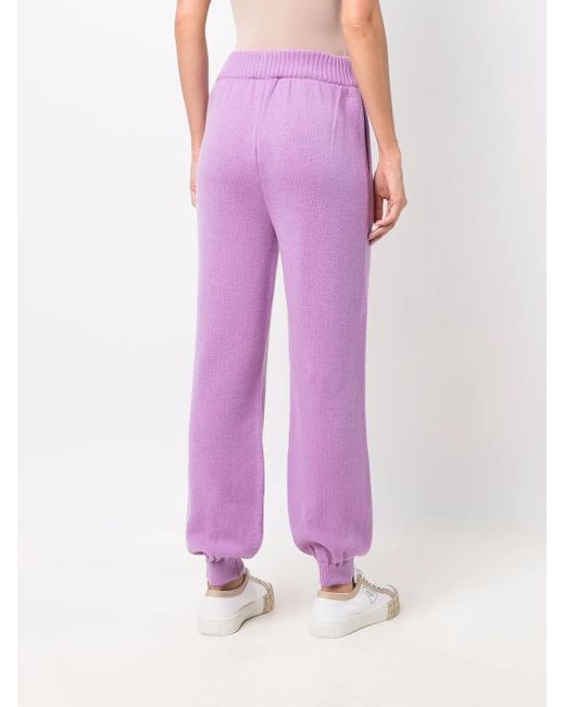 MSGM Purple Merino-Blend Knitted Track Pants