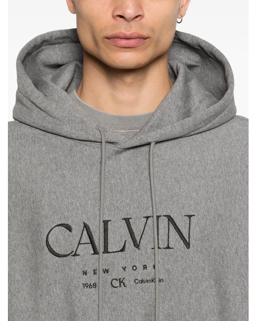 Calvin Klein Gray Logo-Detail Hoodie for men