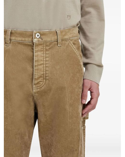 Ferragamo Natural Flocked Patch Pocket Cargo Trousers for men