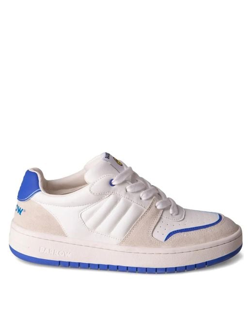 Barrow White Suede-Panel Sneakers