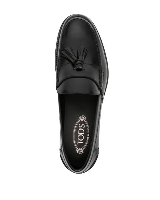 Tod's Black Tassel-Embellished Leather Loafers for men