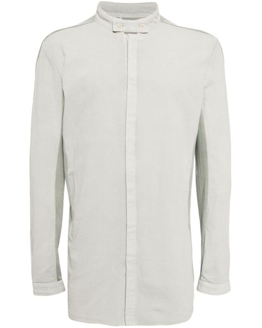 Boris Bidjan Saberi White Stand-up-collar Long-sleeve Cotton Shirt for men