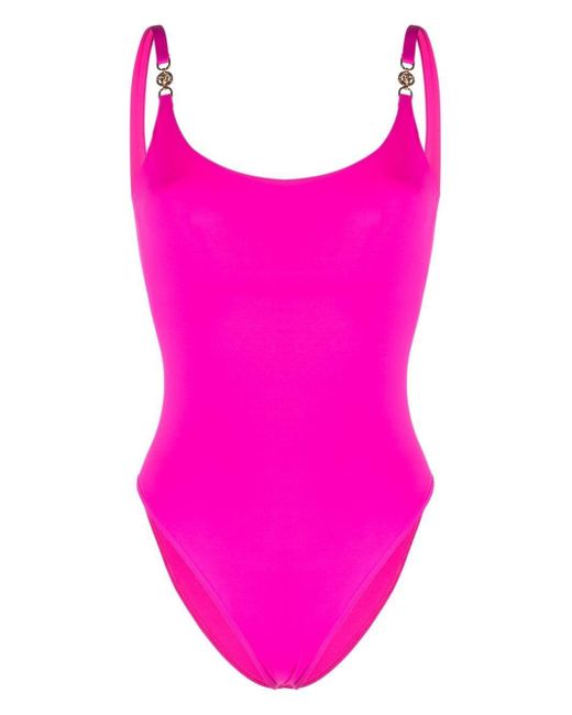 Versace Medusa-plaque Backless Swimsuit in Pink | Lyst