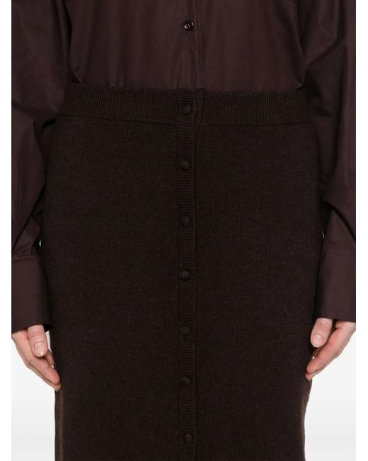 Victoria Beckham Black Wool Midi Skirt