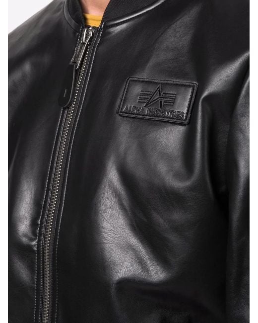 Alpha Industries Leren Bomberjack in het Black voor heren