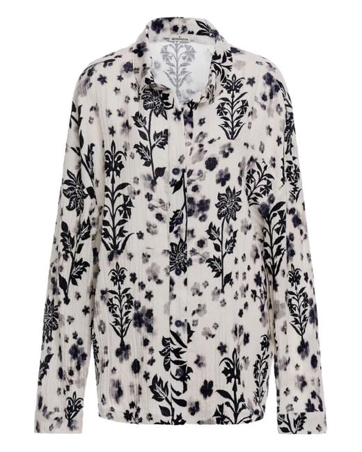 Agua Bendita White Keshi Floral-Print Cotton Shirt