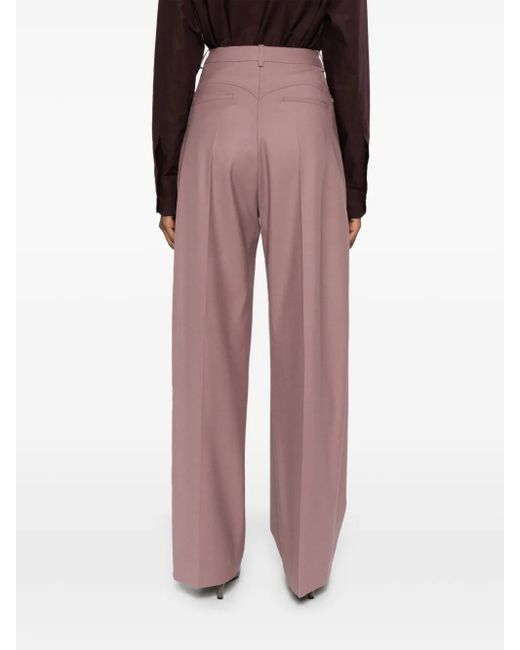Victoria Beckham Purple Pleated Tailored Trousers