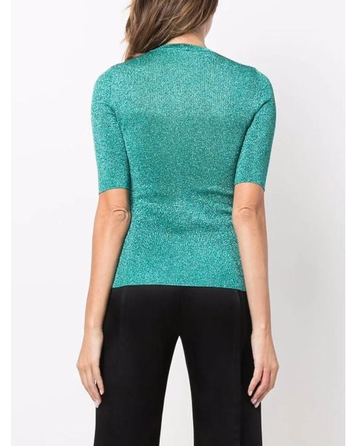Saint Laurent メタリックニット ニットトップ Green