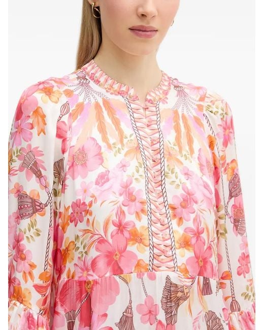 Hale Bob Pink Benilde Charmeuse Floral-Print Mini Dress