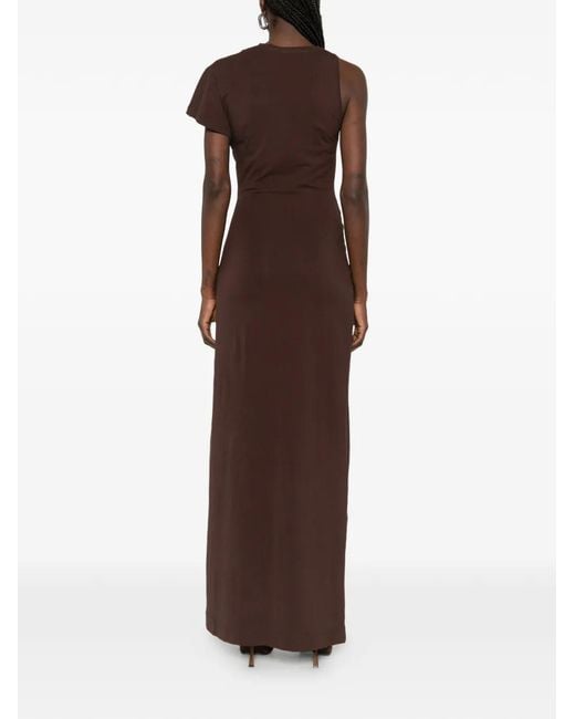 Christopher Esber Brown Crystal-Pendant Twisted Maxi Dress