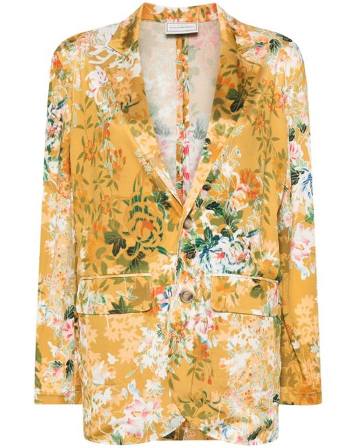 Pierre Louis Mascia Yellow Floral-print Silk Blazer