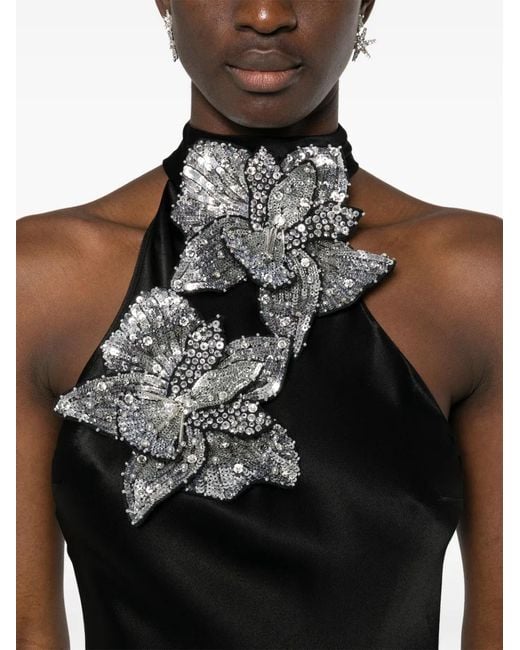 Amen Black Crystal-Embellishment Maxi Dress
