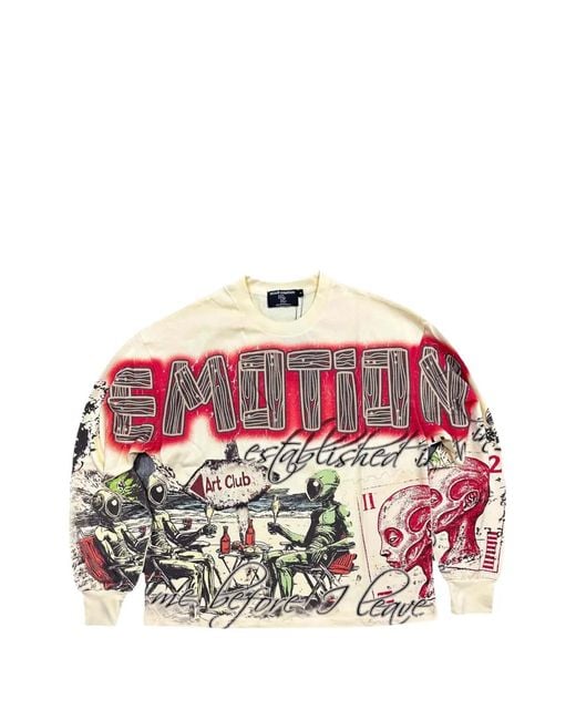 Mixed Emotions Red Art Club Graphic-Print Sweatshirt for men