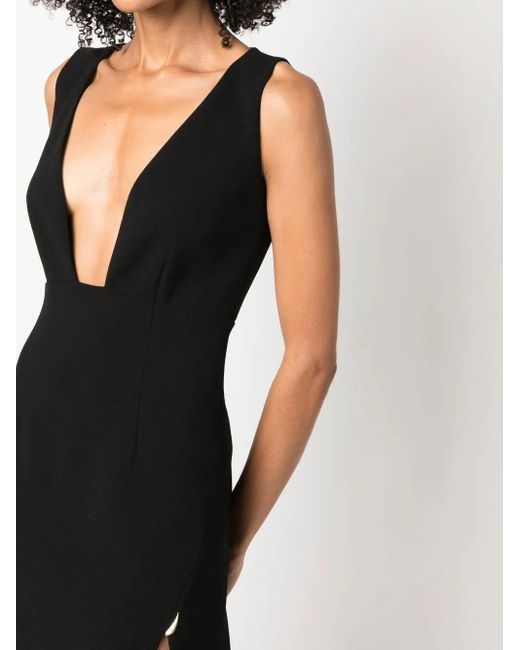 Roberto Cavalli Black V-Neck Side-Slit Dress