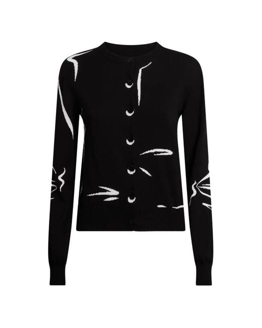 Moschino Black Pure Cotton Intarsia Cardigan