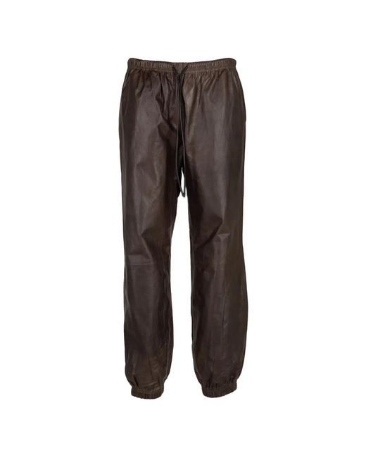 Giorgio Brato Gray Drawstring Leather Trousers