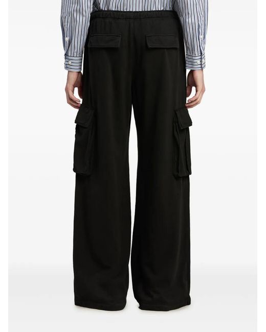 Palm Angels Black Wide-Leg Jersey Cargo Pants for men