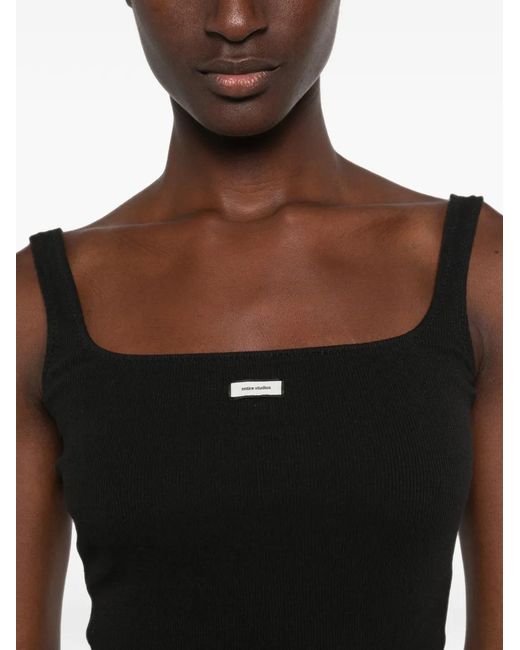 Entire studios Black Logo-Patch Top