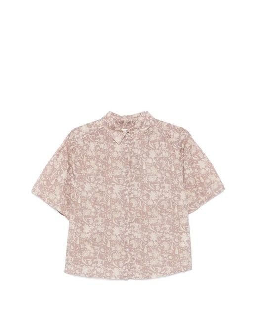 Marc O' Polo Pink Floral-Print Short-Sleeve Shirt