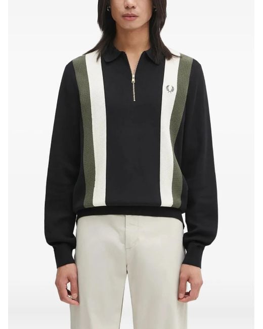 Fred Perry Striped-Details Polo Shirt in Black for Men Lyst UK