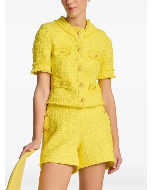 WEILL PARIS Yellow Short-Sleeved Tweed Jacket